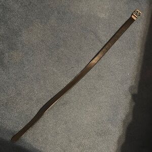 Black Leather Belt with Gold Buckle